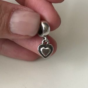 Pandora Sterling Slvr (.928) Dangling Heart Charm
